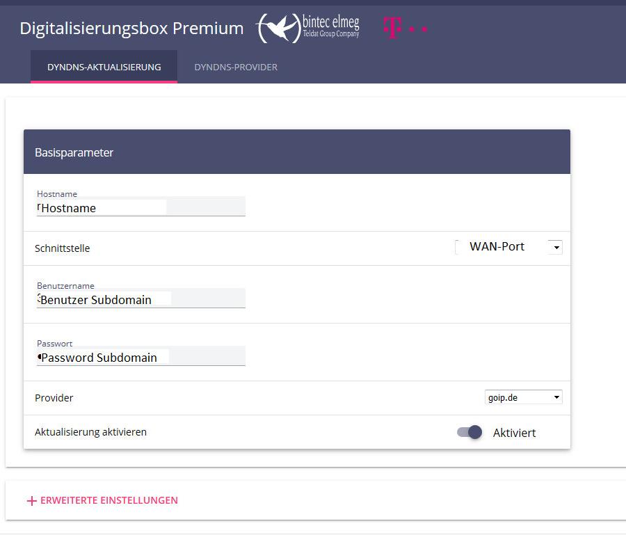 Beispiel für Telekom Digitalisierungsbox Premium
