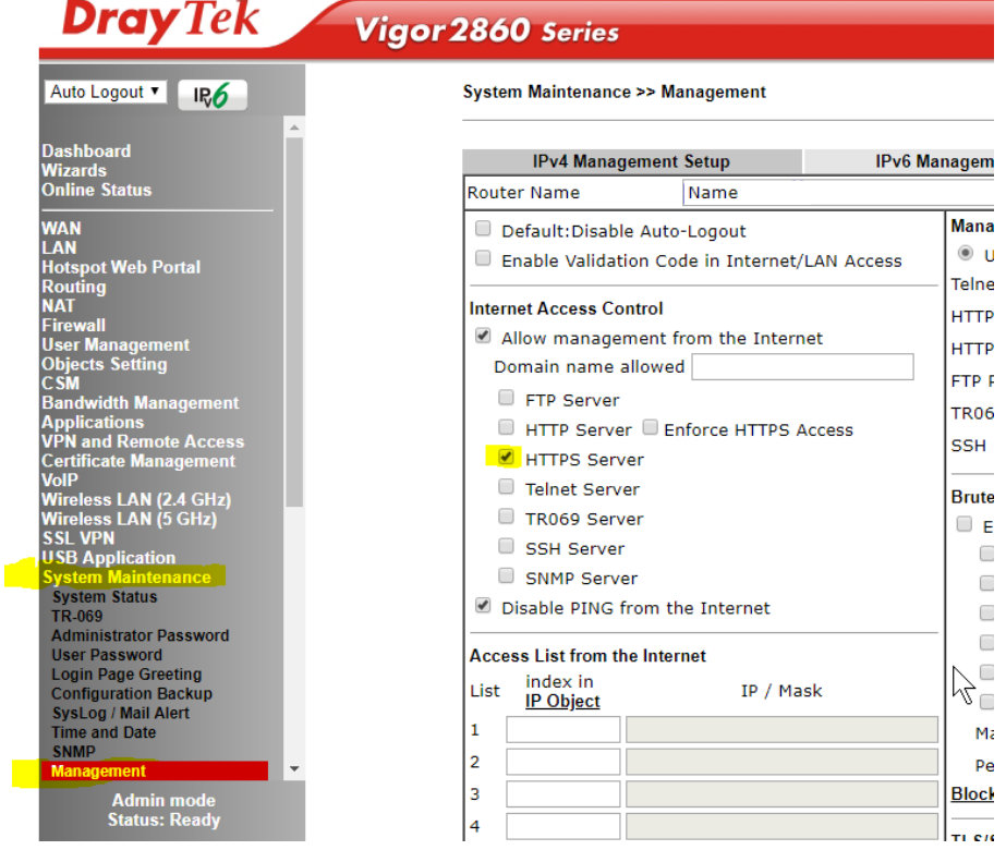 Beispiel für Vigor DrayTek 2860