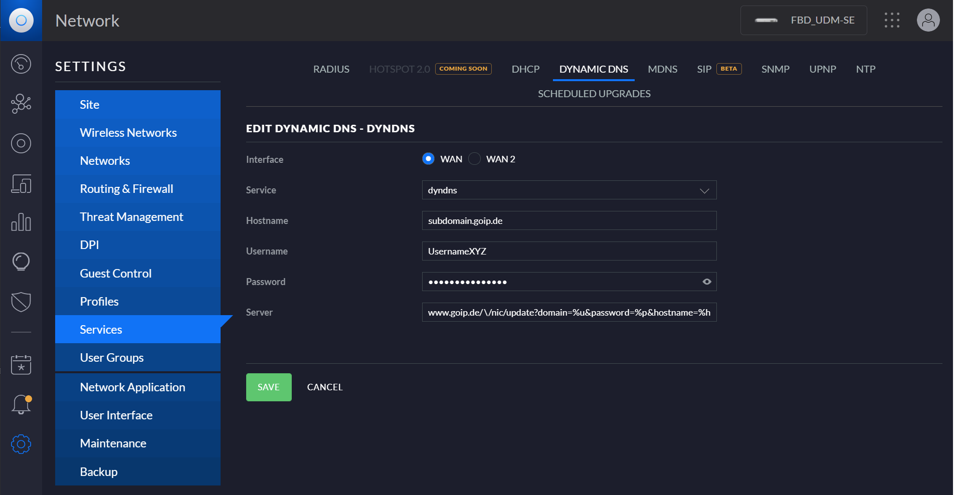 Beispiel für Unifi Dream Machine Pro